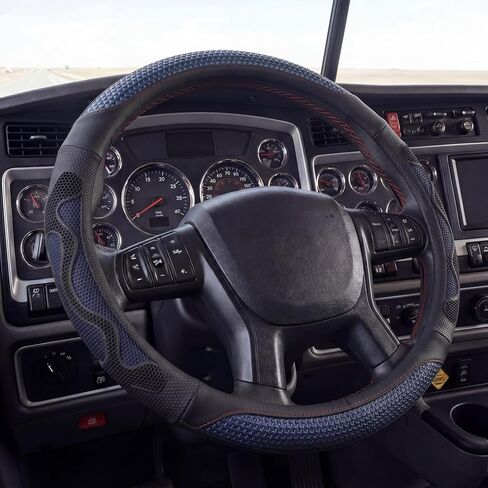 DaisyInner 17.5-18 Inch Truck Steering Wheel Cover Leather Wheel Semi-Truck Comfy Grip Cover Anti-Slip Car Accessory, Fits Rv, Big Rig and Classic Car (Black, Simple Style) in Saudi Arabia