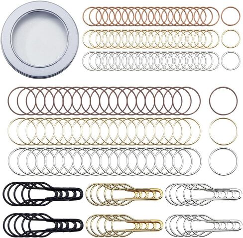 Hobbspring 180Pcs Metal Stitch Markers Kit with Rings and Pins for Knitting Crochet Locking 12mm/0.47inch and 8mm/0.32imch Brass Linking Rings 21.5mm/0.85inch Brooch Findings for Craft DIY Projects in Kuwait