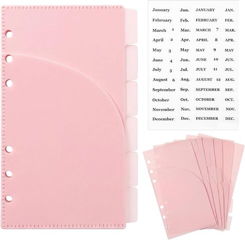 12 PCS A6 Cash Envelopes, A6 Binder Dividers Budget Envelopes with Tab Sticker for 6 Rings Budgeting Planner Inserts Supplies Accessories Pink in Kuwait