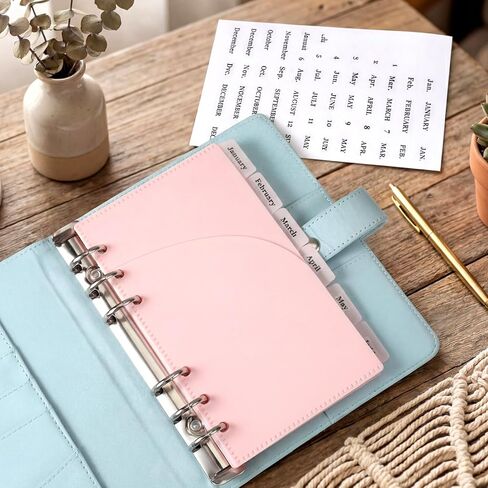 12 PCS A6 Cash Envelopes, A6 Binder Dividers Budget Envelopes with Tab Sticker for 6 Rings Budgeting Planner Inserts Supplies Accessories Pink in Kuwait