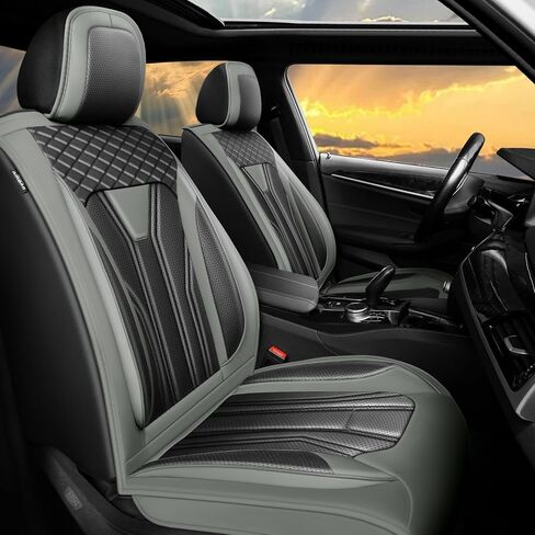 Fit Camry Car Seat Covers for Select Toyota Camry 2012-2025 2026， Full Set Premium Leather, Waterproof Breathable，All-Weather Seat Cushion Protecto & Airbag Compatible, 5-Seats Gray & Black in Saudi Arabia