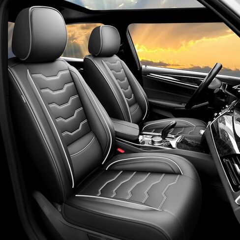 Fit Camry Car Seat Covers for Select Toyota Camry 2012-2025 2026， Full Set Premium Leather, Waterproof Breathable，All-Weather Seat Cushion Protecto & Airbag Compatible, 5-Seats Gray & Black in Saudi Arabia