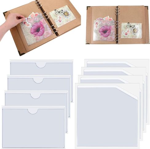 8 Pcs Adhesive Pockets for Planners, Clear Adhesive Corner Pockets, Index Card Pocket Planner Accessories, Clear Planner Pocket Add Storage Space to Folders Planners Accessories, 2 Styles in Kuwait