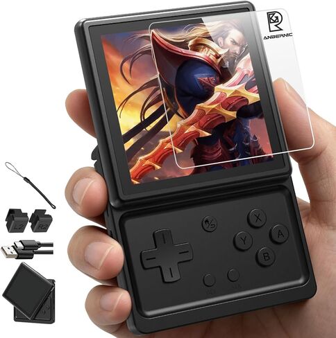 RG Rotate Retro Handheld Game Console, 3.5" Swivel Screen Android Portable Player, Unisoc T618 Chip 3GB+32GB, 2000mAh Battery, Aluminum Alloy + Plastic RG Rotate-Polar Black-NEW in Kuwait
