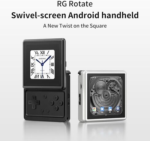 RG Rotate Retro Handheld Game Console, 3.5" Swivel Screen Android Portable Player, Unisoc T618 Chip 3GB+32GB, 2000mAh Battery, Aluminum Alloy + Plastic RG Rotate-Polar Black-NEW in Kuwait