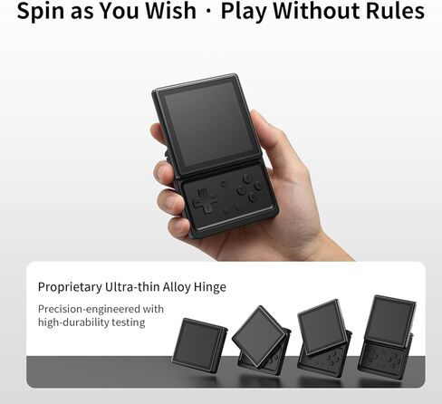 RG Rotate Retro Handheld Game Console, 3.5" Swivel Screen Android Portable Player, Unisoc T618 Chip 3GB+32GB, 2000mAh Battery, Aluminum Alloy + Plastic RG Rotate-Polar Black-NEW in Kuwait
