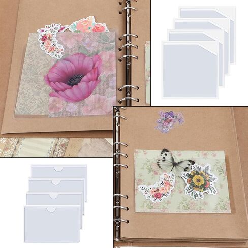 8 Pcs Adhesive Pockets for Planners, Clear Adhesive Corner Pockets, Index Card Pocket Planner Accessories, Clear Planner Pocket Add Storage Space to Folders Planners Accessories, 2 Styles in Kuwait