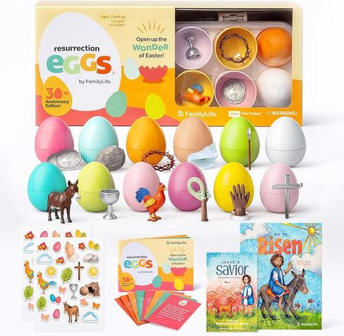 FAMILYLIFE Family Life Resurrection Eggs 30th Anniversary Edition — 12 Piece Easter Eggs Set with Booklet & Religious Figurines — Tells The Story of Easter — Eggs for Easter Egg Hunt in Saudi Arabia