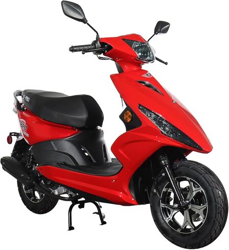 دراجة X‑PRO Bali 50cc تعمل بالغاز للبالغين - ناقل حركة أوتوماتيكي CVT، محرك رباعي الأشواط، كهربائي وبدء التشغيل، مصباح أمامي LED، قانوني للشارع (عجلات 10 بوصة) in Kuwait