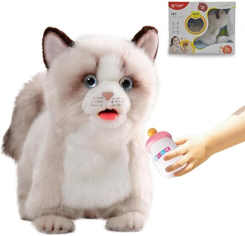 CU-MATE 12" Electric Plush Orange Cat Toys, Electronic Stuffed Animal Cat Toy, Realistic Interactive Kitty Pet Toy Cat, Walking, Talking, Barking & Wagging Tail, Gifts for Boys and Girls in Kuwait