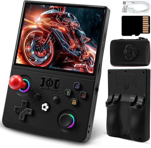وحدة تحكم ألعاب ريترو R36MAX2، شاشة 4.5 بوصة بدقة 4K HD IPS وحدة تحكم ألعاب فيديو ريترو، وحدة تحكم ألعاب محمولة محملة مسبقًا بأكثر من 30 لعبة محاكاة، نظام Linux، وحدة تحكم فيديو محمولة للبالغين in Kuwait