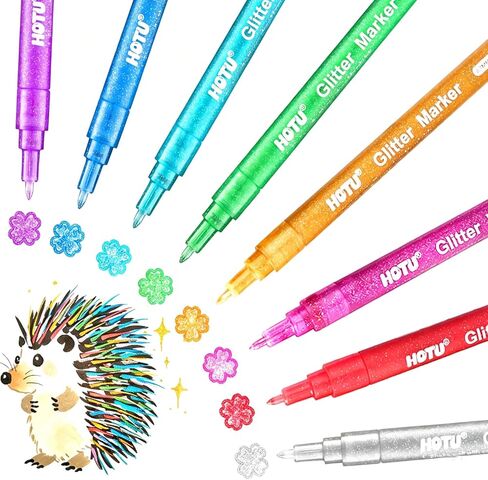 HOTU Glitter Markers Pens, 8 Colors Glitter Gel Pens Metallic Paint Marker for Kids Adult Rock Painting, Scrapbooking, DIY Craft, Making Labels or Cards, Journaling, Doodling, Art Projects in Kuwait