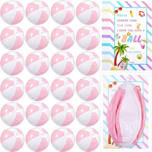 MiniInflat 24 Set End of Year Classroom Students Gifts from Teacher 10 Inch Inflatable Beach Balls Bulk Jumbo Big Beach Balls for Kids Summer Swimming Party Favor Water Games Supplies in Kuwait