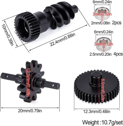 Carbon Steel Gearbox Gears Bearings Set for Axial SCX30 Ford Bronco Jeep Wrangler JLU K10 1/30 RC Crawler Upgrade in Kuwait