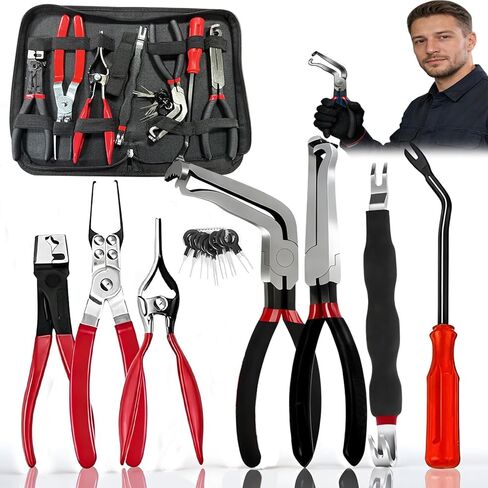 8-Electrical Disconnect Pliers Kit with 8Pcs TerminalPin Removal Tool Set w/Insulated Terminal,Connector Separator, Spring Hose Clamp, Relay &Hose Removers - Auto Harness Disconnect w/Case in Kuwait