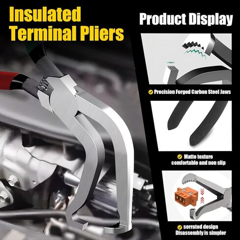 8-Electrical Disconnect Pliers Kit with 8Pcs TerminalPin Removal Tool Set w/Insulated Terminal,Connector Separator, Spring Hose Clamp, Relay &Hose Removers - Auto Harness Disconnect w/Case in Kuwait