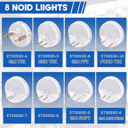 طقم اختبار ضوء نويد 11 قطعة | مجموعة أدوات اختبار الضوء Noid لحاقن الوقود مع 8 Noids واختبار IAC لمعظم السيارات، واختبار نبض Noid Lites in Kuwait