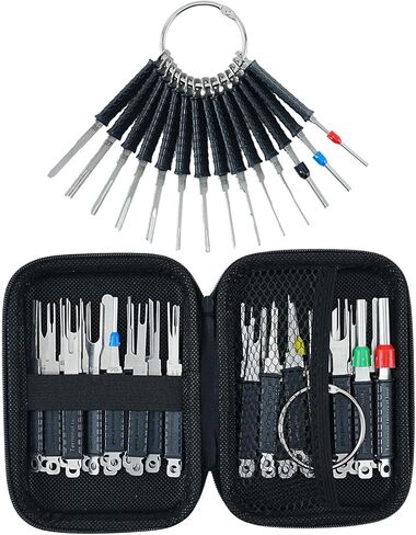 Upgraded 39 Pcs Terminal Removal Tool Kit, Thickened Stainless Steel Electrical pin Removal Tool with Organizer Ring & Case, depinning Tool for Automotive, Motorcycle & Household Devices in Kuwait