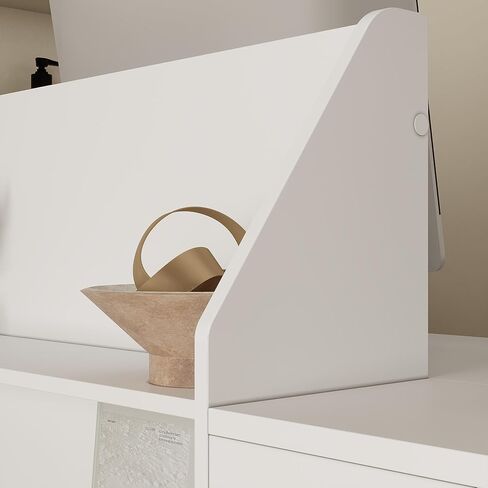 AGOTENI Reception Desk with LED Light, 61"W Front Desk Reception Counter with Lockable Drawers & Open Shelves & Keyboard Tray, Retail Checkout Counter for Office, Lobby, Salon, Store, White in Kuwait