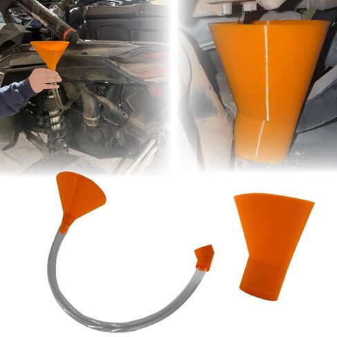 Oil Change Funnel Combo Compatible with Can-Am Maverick X3 – No-Spill Fill with 3ft Flexible Hose & Skid Plate Drain – Clean Maintenance Kit for X3, Turbo RR, Max (Orange, Fill/Drain Combo) in Kuwait