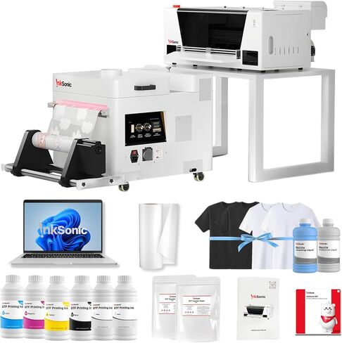 A3 Plus DTF Printer with F1080 Printhead, 13" Apparel Printer Machine Bundle with Shaker & Purifier & Laptop, H13 Direct to Film T-Shirt Maker with White Ink Circulation & Holiday Mode in Kuwait