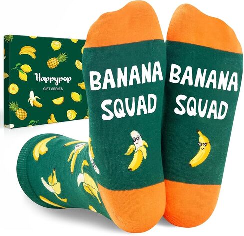 HAPPYPOP Unisex Funny Banana Gifts For Banana Lovers, Banana Socks Fruit Socks Squad Cool Socks, Banana Green, M in Saudi Arabia
