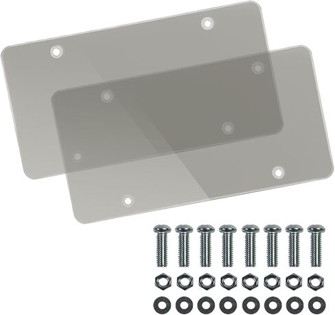 Clear License Plate Cover, 2 Pack Universal Protector Shield, 12.08 x 6.02 Inches with Screws, Nuts, Washers and Caps,-3 in Saudi Arabia