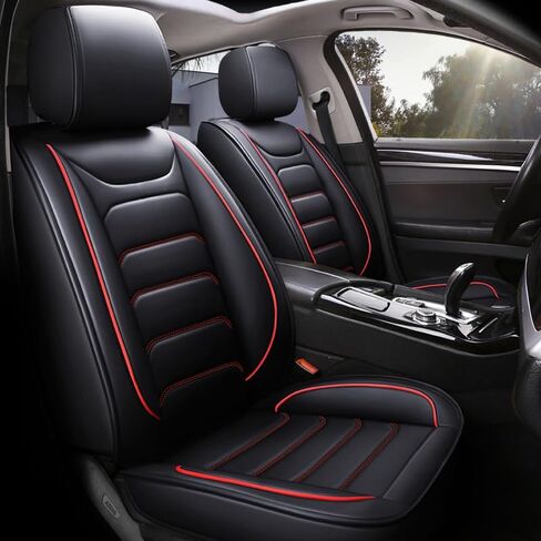 Car Seat Cover with Steering Wheel Cover, Car Seat Covers Front Seats Airbag Compatible, Waterproof Leather Seat Cover, Universal Car Seat Cover for Trucks,SUV in Kuwait