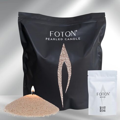 Foton Pearled Candle Grande Bag 64oz - Nude Unscented Non Toxic Luxury Long Lasting Powder Candles - Refillable Candle Sand with 100 Wicks for Candle Making in Kuwait
