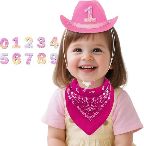 Bohend 3 Pcs Mini Cowboy Hat Girls Boys 1st Rodeo Birthday Party for Baby Kids Western Outfit in Kuwait