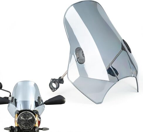 Universal Motorcycle Windshield 16.9" Upgrade 5MM Thickness Windscreen Fit for Yamaha Honda Kawasaki Suzuki Harley BMW Wind Deflector Fits 7/8" 1" 1 1/8" Handlebars, Dark Brown(Black Trend) in Kuwait