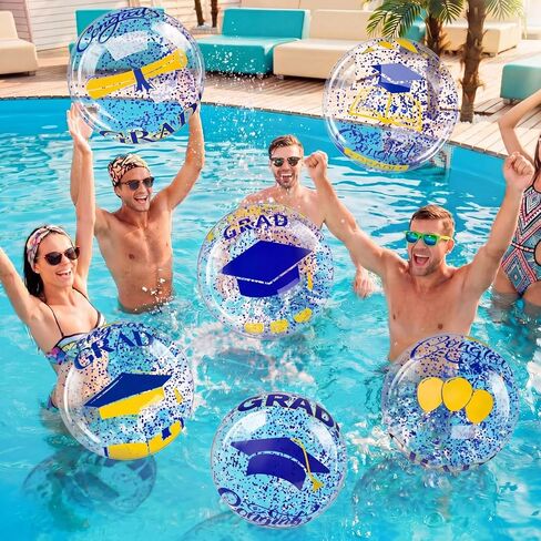 Sanwuta 12 قطعة 16 بوصة كرات شاطئ التخرج فئة 2026 التخرج نفخ بركة تعويم الديكور Congrats Grad Party Beach Balls for Swimming Grad Games لوازم (أزرق) in Kuwait