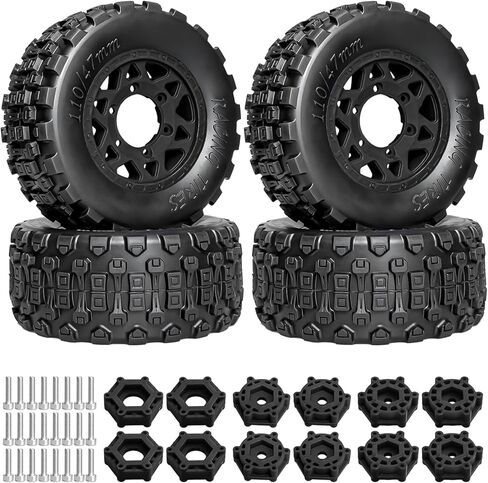 LRFHL 1/10 RC Short Course Truck Tires Pre-Glued RC Off-Road Short Truck with 12mm 14mm 17mm Hex for 1/8 1/10 Traxxas Slash 2WD Axial Losi Redcat Arrma Senton RC Off-Road Short Truck (4PCS) in Saudi Arabia