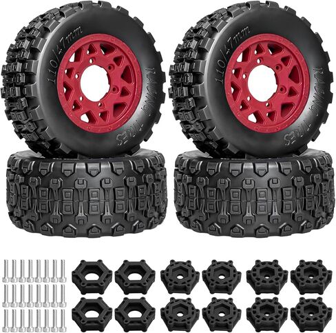 LRFHL 1/10 RC Short Course Truck Tires Pre-Glued RC Off-Road Short Truck with 12mm 14mm 17mm Hex for 1/8 1/10 Traxxas Slash 2WD Axial Losi Redcat Arrma Senton RC Off-Road Short Truck (4PCS) in Saudi Arabia