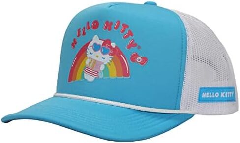 Hello Kitty Rainbow Pool Float Men's Light Blue Foam Trucker Hat in Saudi Arabia