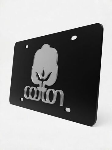 3D Mirror Acrylic Cotton Logo Novelty License Plate – Heavy Duty 1/8" Aluminum Composite Vanity Front Plate for Trucks, SUVs, and Farmers – Premium Agriculture Décor in Kuwait