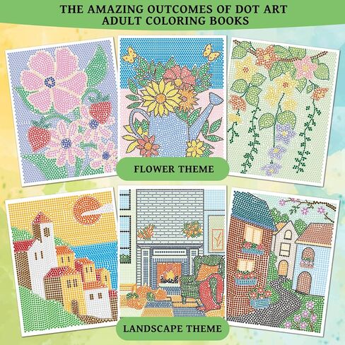 Kalysky 2 Pack dot Art for Adults Coloring Book,Includes 12 Acrylic Markers 2 Books,Landscapes & Floral Themes -Meditations for Relaxation & Stress Relief Perfect for Adults & Seniors in Kuwait