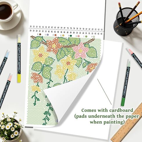 Kalysky 2 Pack dot Art for Adults Coloring Book,Includes 12 Acrylic Markers 2 Books,Landscapes & Floral Themes -Meditations for Relaxation & Stress Relief Perfect for Adults & Seniors in Kuwait