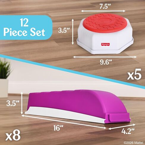 عارضة التوازن Fisher-Price™ وأحجار خطوة للأطفال الصغار، 13 قطعة - توازن بلاستيكي غير قابل للانزلاق وأحجار خطوة قابلة للتكديس، لعبة حسية للأطفال الصغار، لعب داخلي أو خارجي، سهولة التخزين in Kuwait