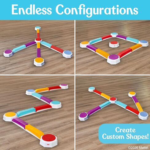 عارضة التوازن Fisher-Price™ وأحجار خطوة للأطفال الصغار، 13 قطعة - توازن بلاستيكي غير قابل للانزلاق وأحجار خطوة قابلة للتكديس، لعبة حسية للأطفال الصغار، لعب داخلي أو خارجي، سهولة التخزين in Kuwait