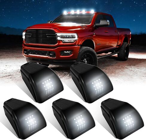 Keiurot Solar Cab Lights,Wireless Solar Powerws Truck Cab Light with Vibration Sensor No Drill Car Roof Clearance Marker lights for Truck Pickup,White 5Pack in Saudi Arabia