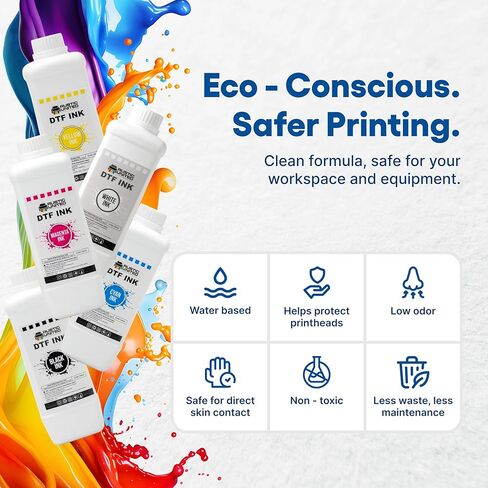 Premium DTF Ink, 1LT/ 34oz Heat Transfer Printing Direct to Film Refill for All DTF Printers Epson ET-8550, L1800, L800, R2400, P400, P800, XP15000, R1390, I3200 (Black) in Kuwait