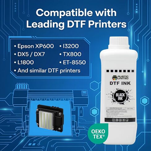 Premium DTF Ink, 1LT/ 34oz Heat Transfer Printing Direct to Film Refill for All DTF Printers Epson ET-8550, L1800, L800, R2400, P400, P800, XP15000, R1390, I3200 (Black) in Kuwait