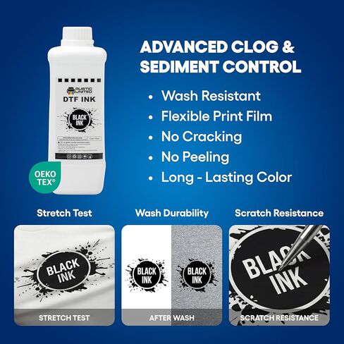 Premium DTF Ink, 1LT/ 34oz Heat Transfer Printing Direct to Film Refill for All DTF Printers Epson ET-8550, L1800, L800, R2400, P400, P800, XP15000, R1390, I3200 (Black) in Kuwait