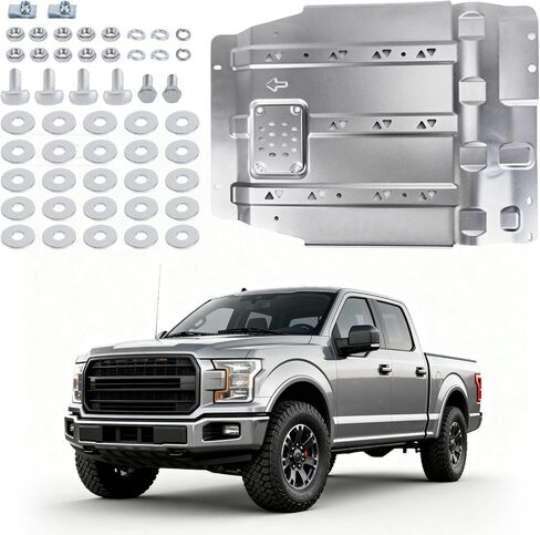 لوحة انزلاقية كاملة لسيارة Ford F150 2015-2022 مع درع ناقل الحركة الأمامي ومجموعة درع واقي الرذاذ للخدمة الشاقة مع ملحقات التثبيت in Kuwait