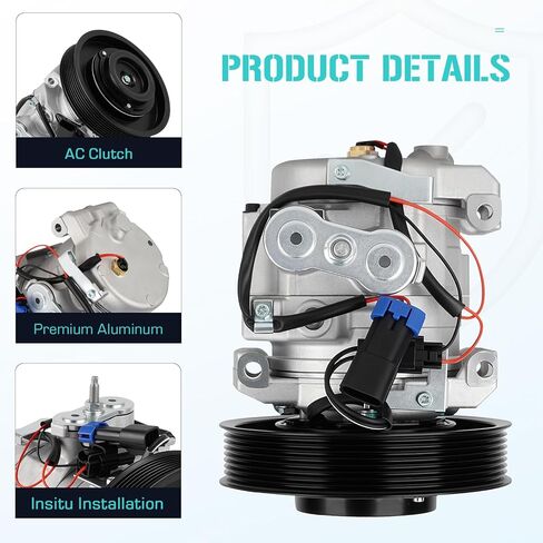 ضاغط تيار متردد مع قابض مناسب لـ 2011-2019 Freightliner Cascadia 12.8L 14.8L 15.6L، 2012 2013 2014 2015 2016 2017 2018، استبدال CO 29043C، استبدال السيارات مكيف الهواء in Kuwait