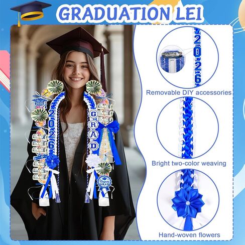 التخرج Leis فئة 2026، التخرج Lei 2026 مع سلك الشرف، شريط مزدوج مضفر التخرج Leis هدية لوازم الحفلات للنساء والرجال الطلاب in Kuwait