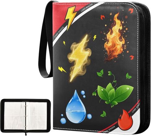Card Binder, 4 Pocket Trading Card Holder with 50 Removable Sleeves, Zipper Card Binder Fits 400 Cards, Collection Card Storage Case Album Book Gifts in Kuwait