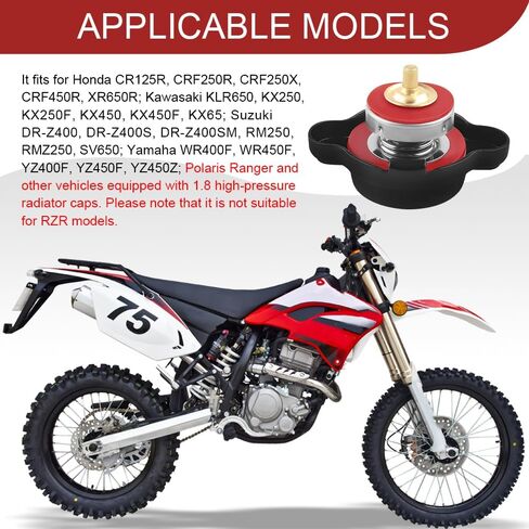 Radiator Cover, High Pressure Radiator Cap with Temperature Gauge, 1.8 Bar 25.6 Psi Black Water Tank Cap Compatible with Honda, Kawasaki, Suzuki, Yamaha and More Motorcycle ATV Models in Kuwait