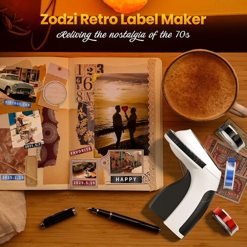 Zodzi Label Maker,Vintage Embossing Label Maker,Retro Embossed Label Maker Machine for DIY Crafts,Junk Journal Kit & Scrapbook Supplies,Old School Embosser with 3 Rolls 9mm 3D Labeler Waterproof Tapes in Kuwait